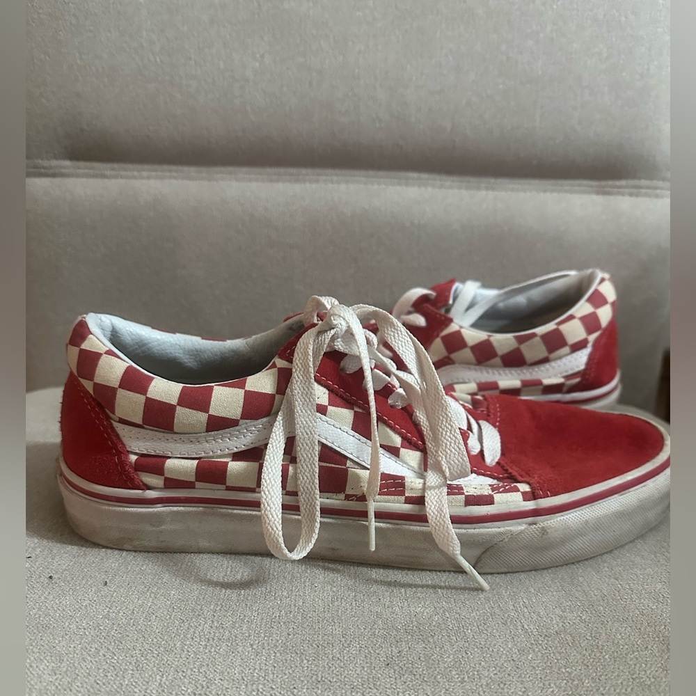 Vans Red and White Checkered Sneakers